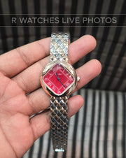 (OS)⭐ Cartier Girls Dual Tone Red Roman Dial