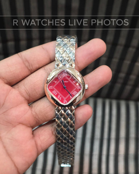 (OS)⭐ Cartier Girls Dual Tone Red Roman Dial