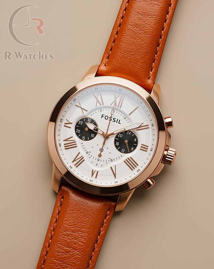 (OS) Fossil leather Rose Gold White