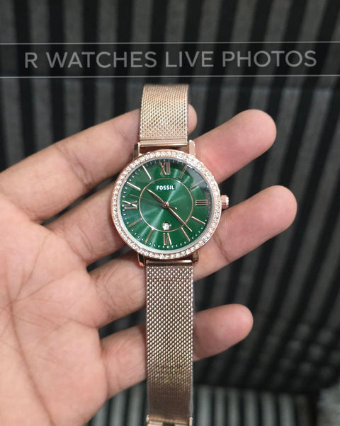 (OS)⭐ Fossil Girls Rose Gold Green