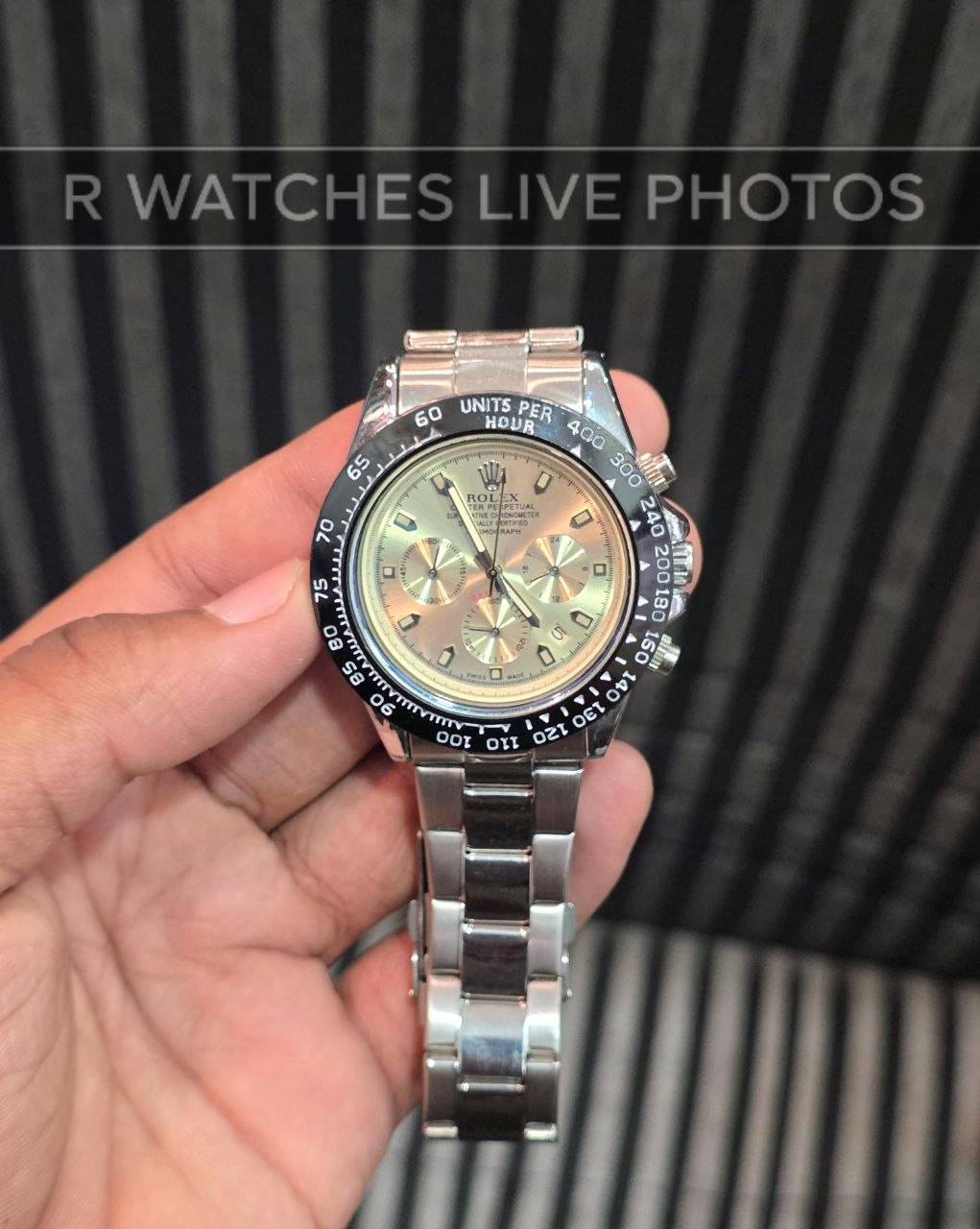 (OS)⭐ Rolex Daytona silver black ring