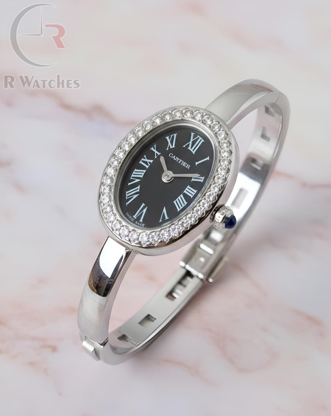 (OS)⭐ Cartier girls silver Black dimond
