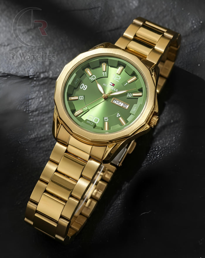 (OS)⭐ Tommy Hilfiger Gold Green Dial