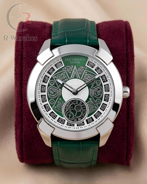(OS) Jacob & Co Leather Silver Green