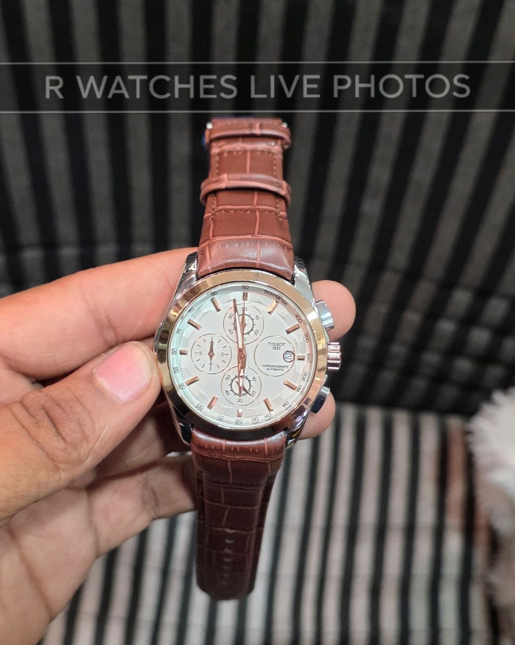 (OS2)⭐ Tissot leather brown dual tone white