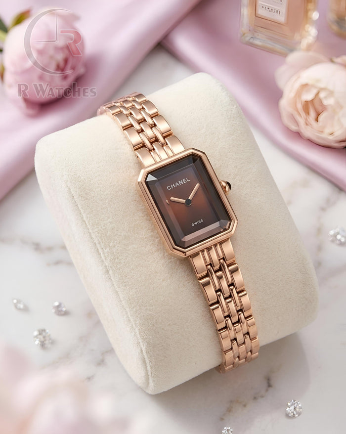 (OS)⭐ Chanel Girls Rose Gold Brown Dial
