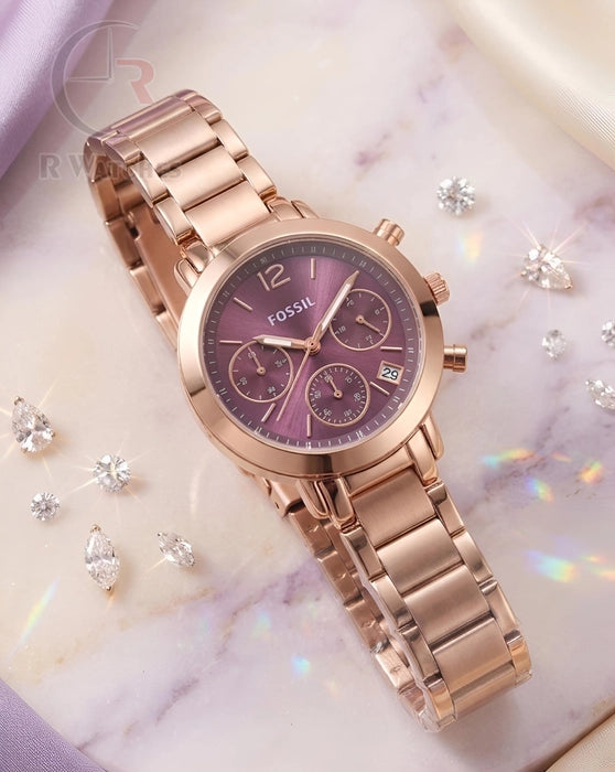 (SS)⭐ Fossil Girls Rose Gold Purple Dial