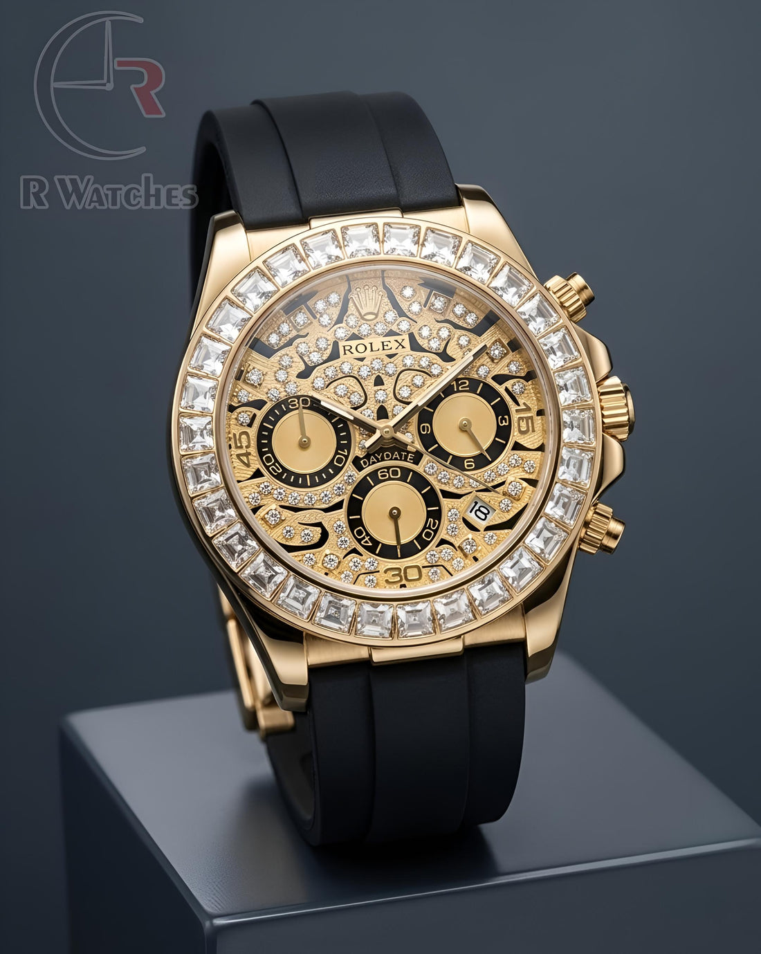 (OS2)⭐ Rolex Tiger eye silicon black Gold