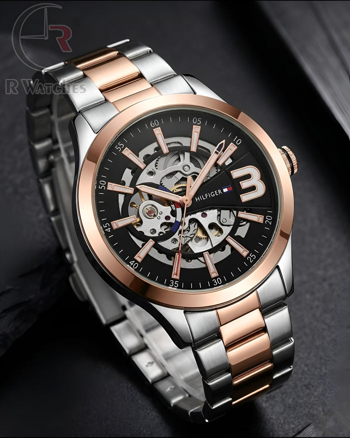 (OS2) Tommy Hilfiger Automatic Rose Gold Black Dial