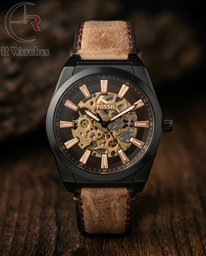 (OS) Fossil Automatic Leather Black Brown
