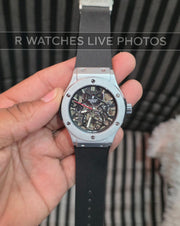 (OS2)⭐ Hublot Automatic Silicon Silver Black