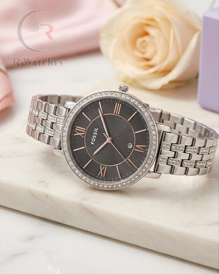 (OS)⭐ Fossil Girls Silver Black Dial