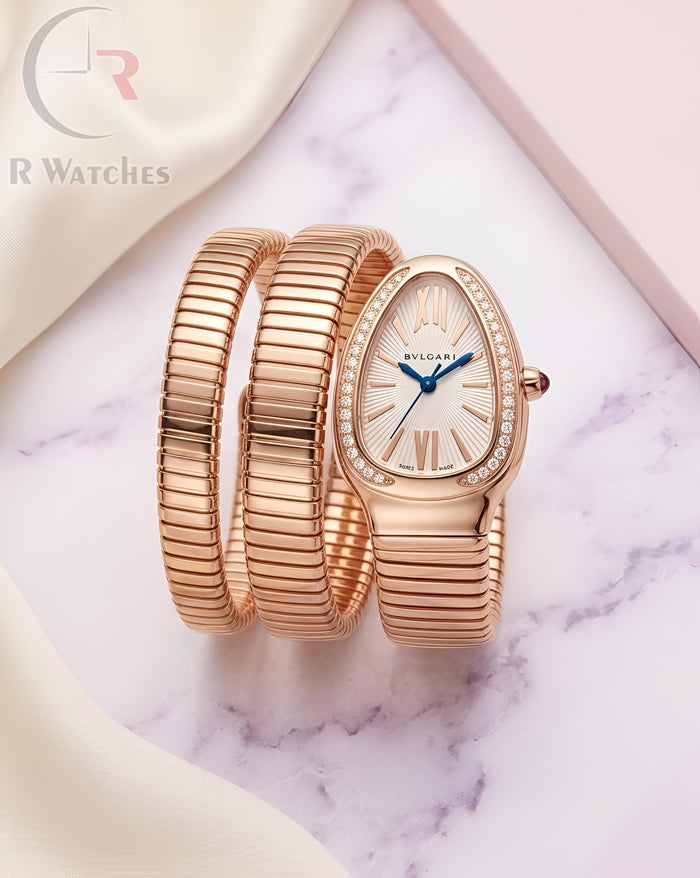 (OS) Bvlgari Snake Girls Diamond Rose Gold White