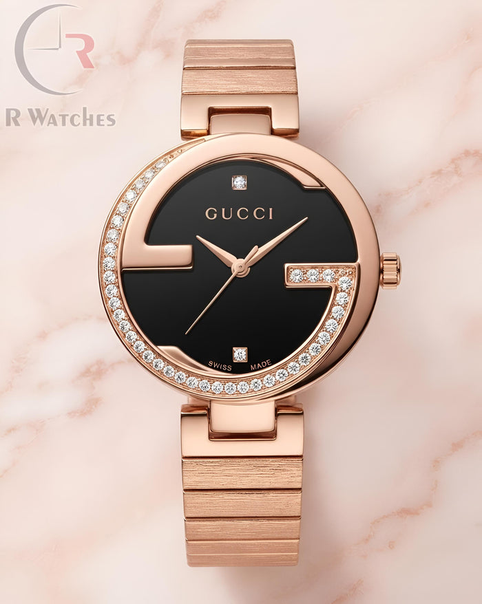 (OS) Gucci Girls Diamond Rose Gold Black