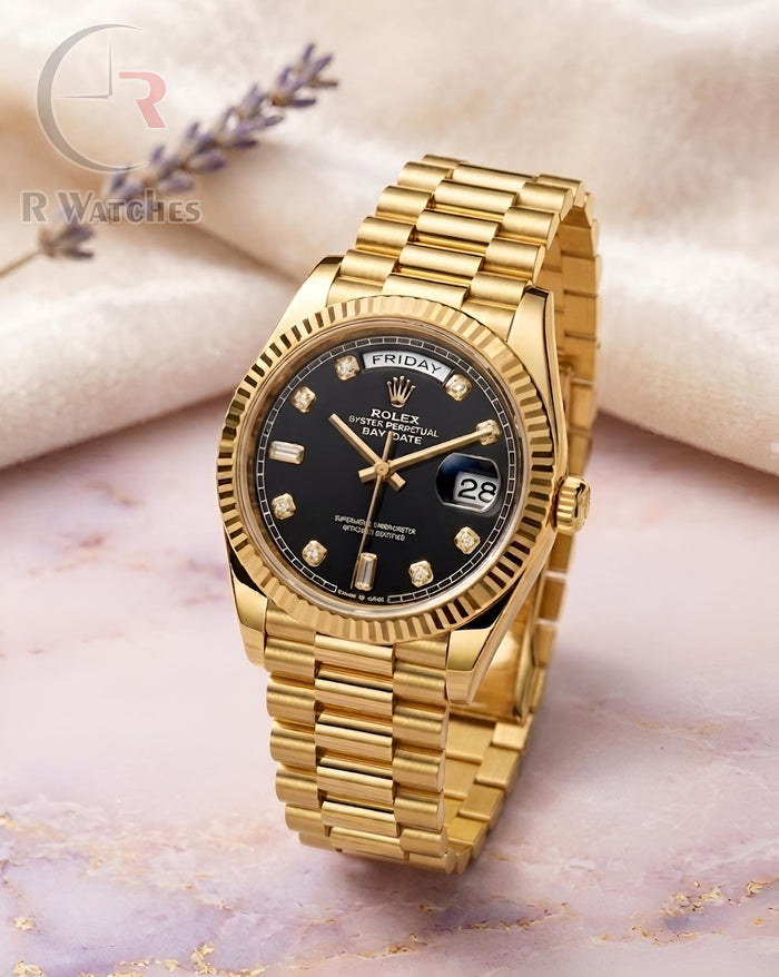 (OS) Rolex Girls Gold Black Dial