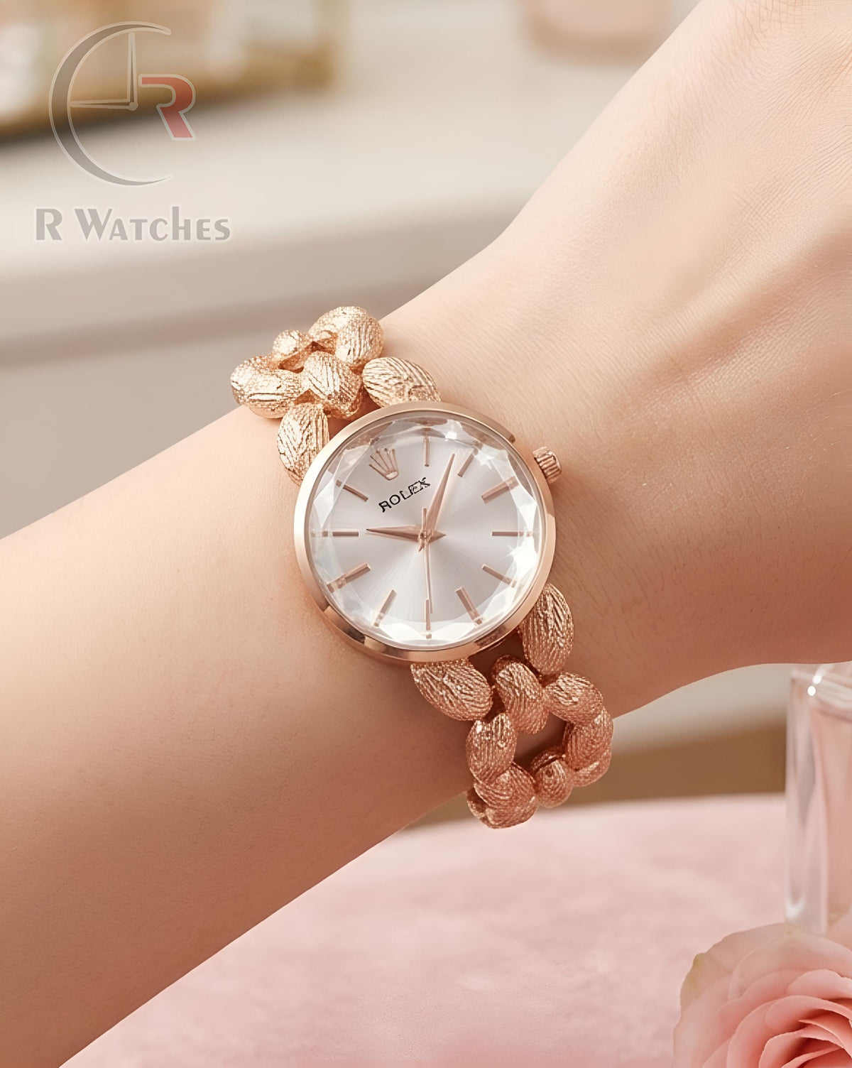 (SS) Rolex Girls Diamond Cutt Rose Gold White Dial