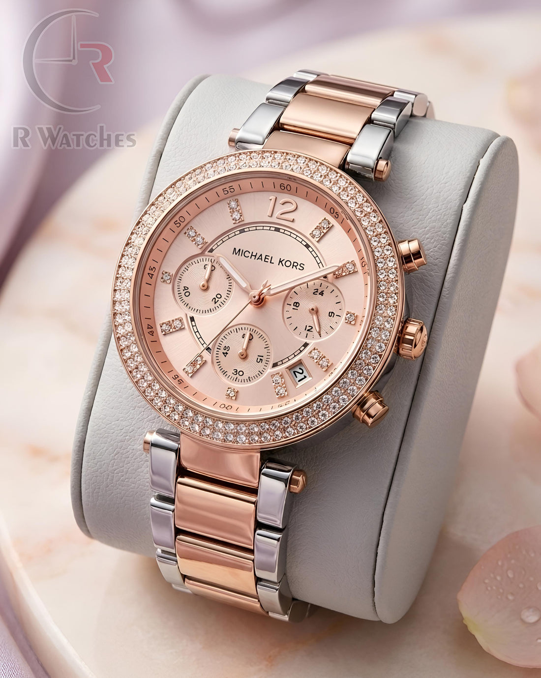 (OS) MK Girls Rose Gold Pink Dial