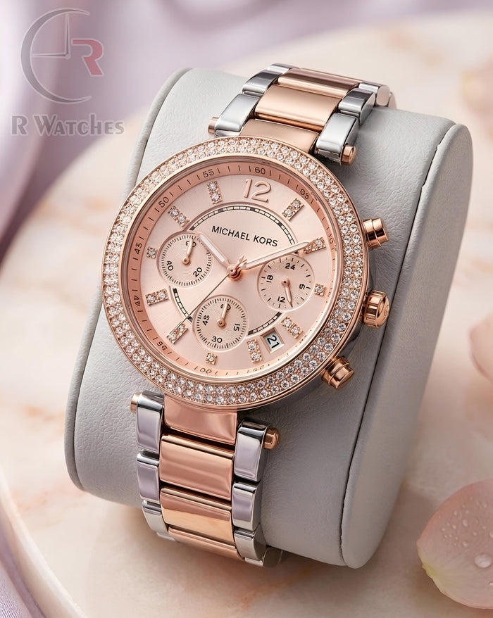 (OS) MK Girls Rose Gold Pink Dial