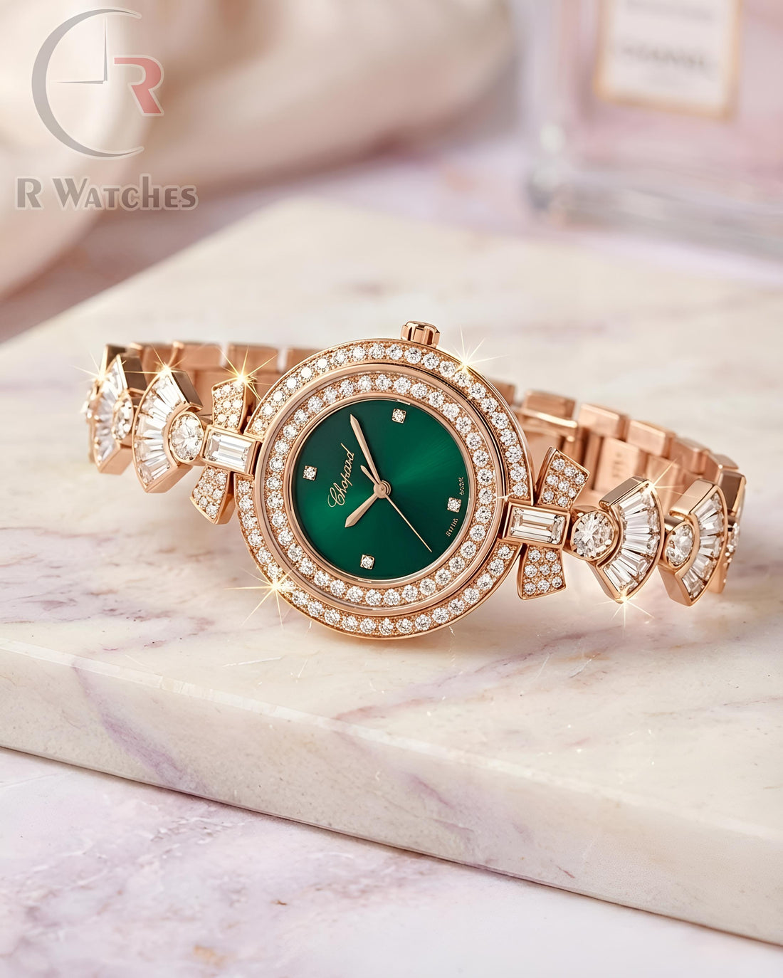 (SS) Chopard Girls Diamond Rose Gold Green