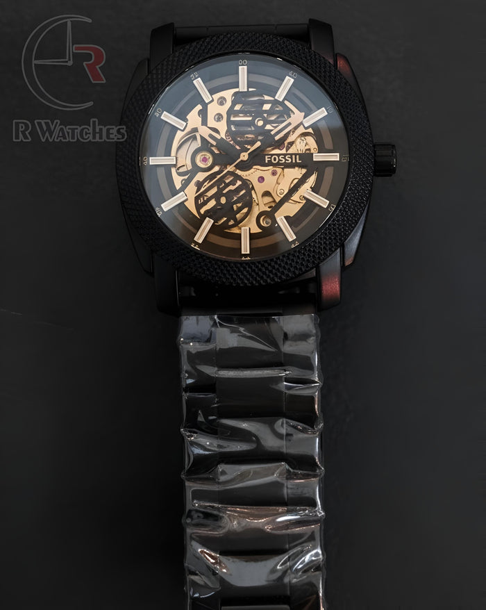 (OS) Fossil Automatic full Black metal
