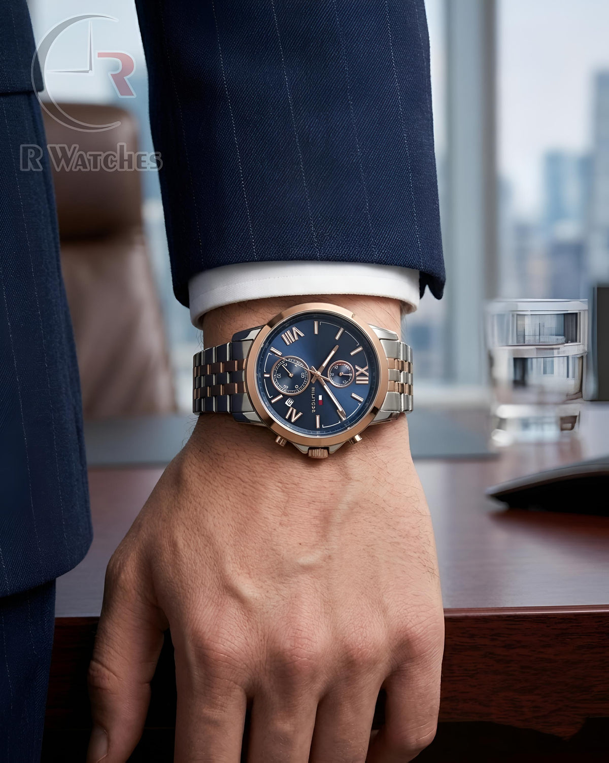 (OS) Tommy Hilfiger Rose Gold Blue