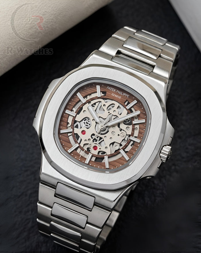 (OS3)⭐ Patek Philippe Machinery Silver Brown