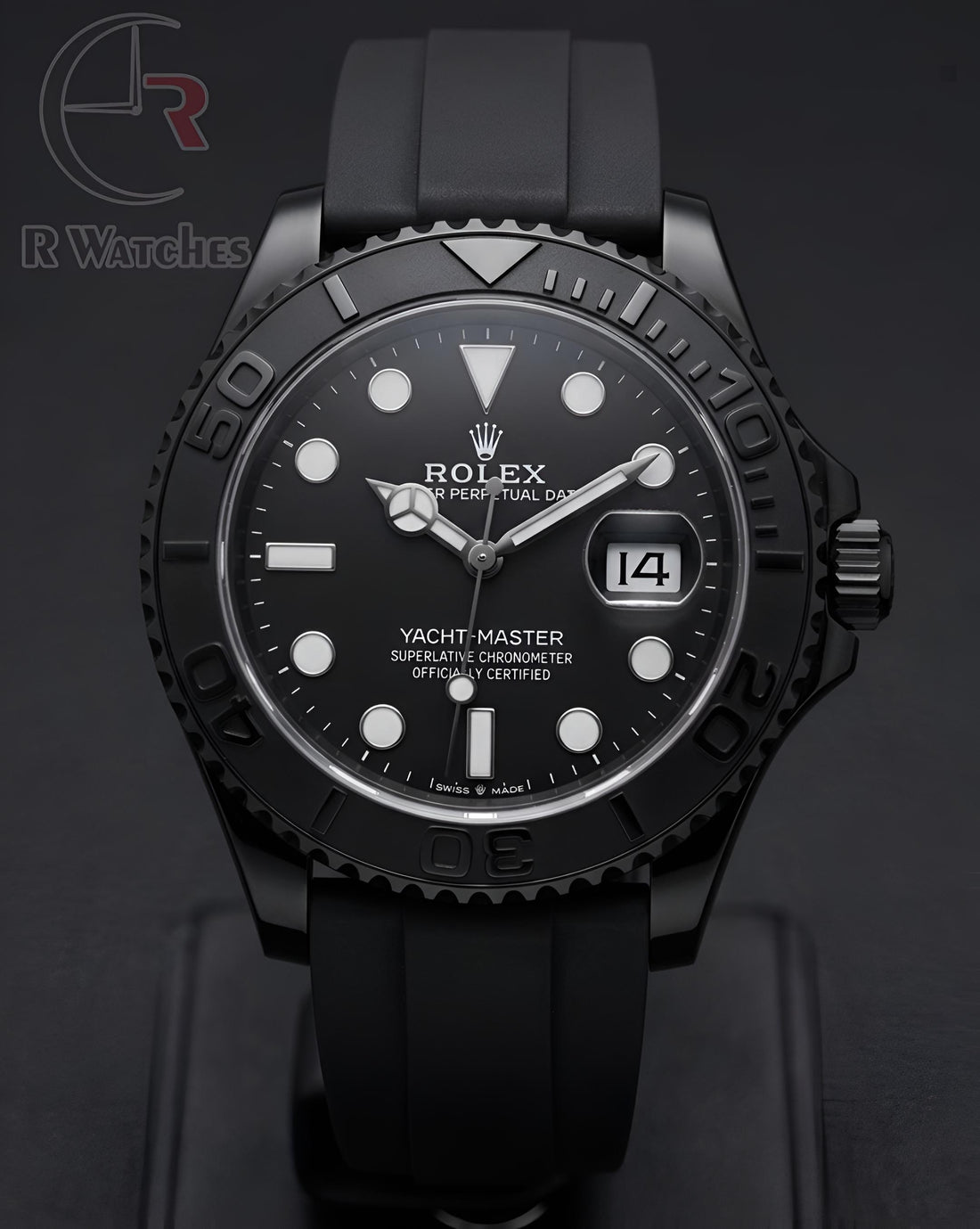 (OS4)⭐ Rolex Yatchmaster silicon full black white dial