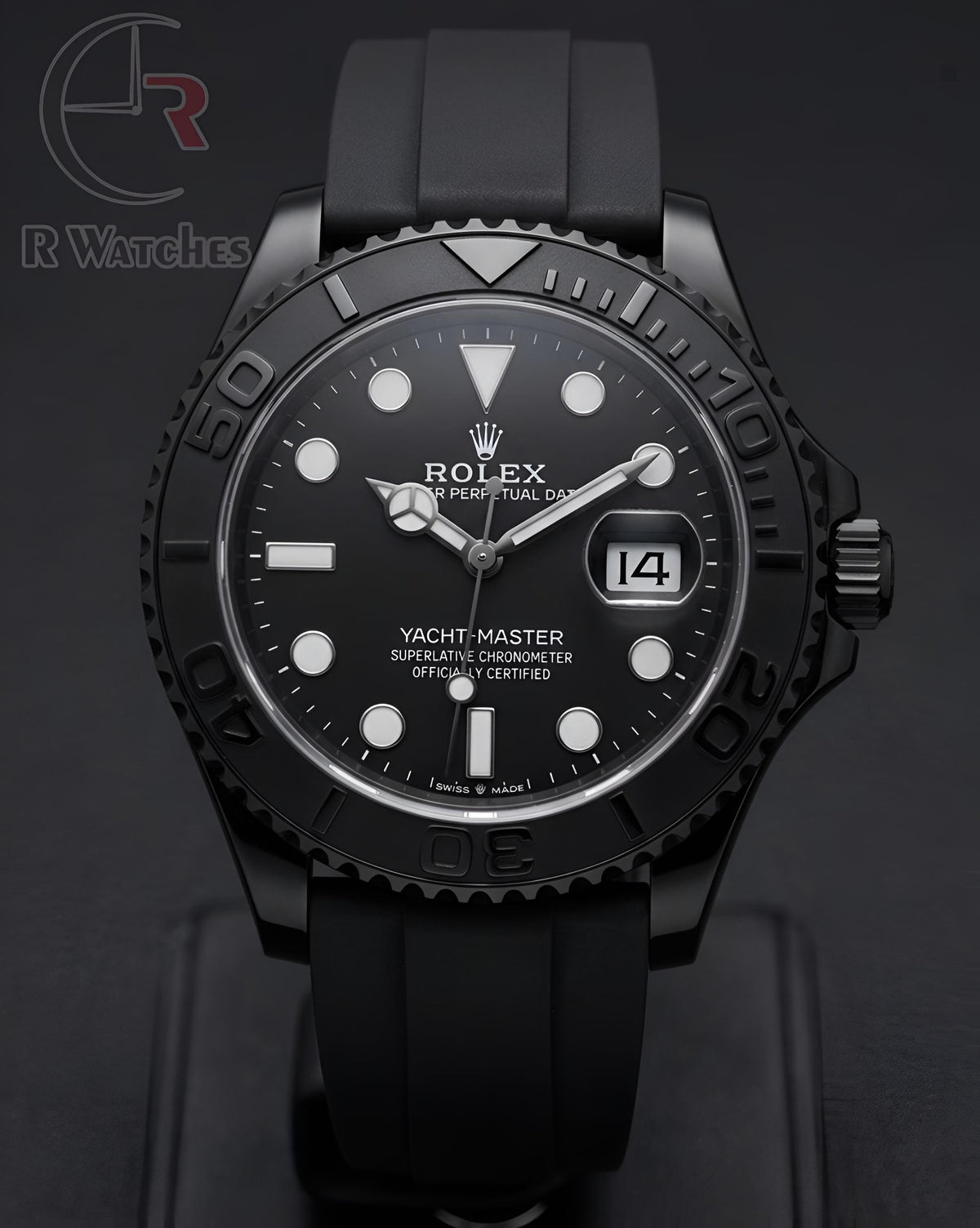 (OS4)⭐ Rolex Yatchmaster silicon full black white dial