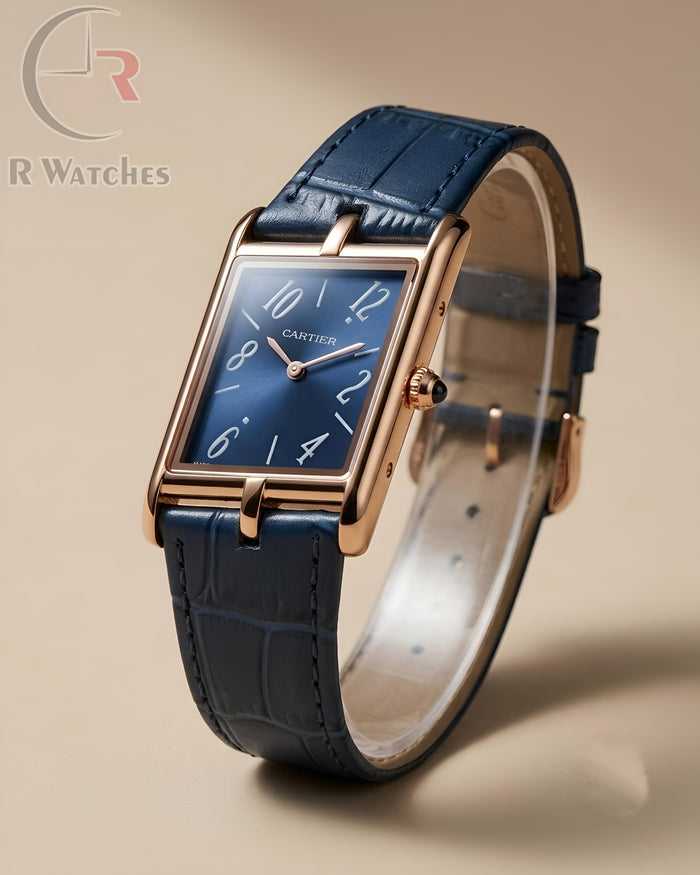 (OS) Cartier Leather Rose Gold Blue