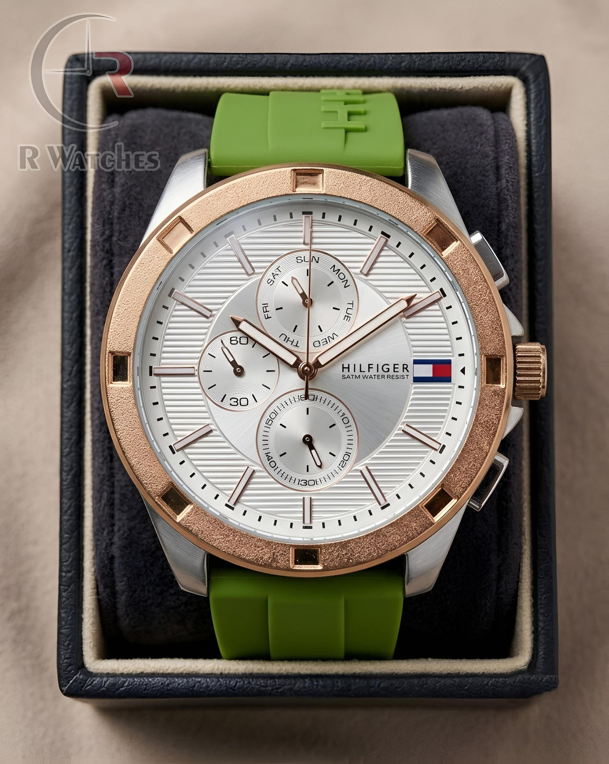 (OS2) Tommy Hilfiger Silicon Rose Gold Green