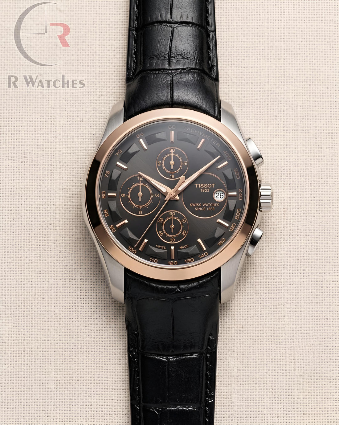 (OS3)⭐ Tissot leather black dual tone black