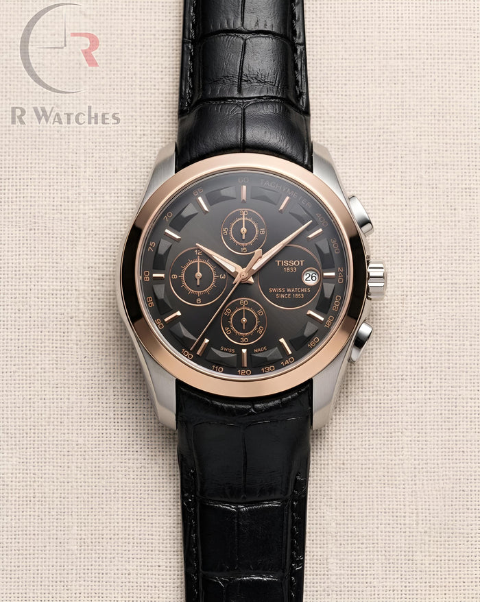 (OS3)⭐ Tissot leather black dual tone black