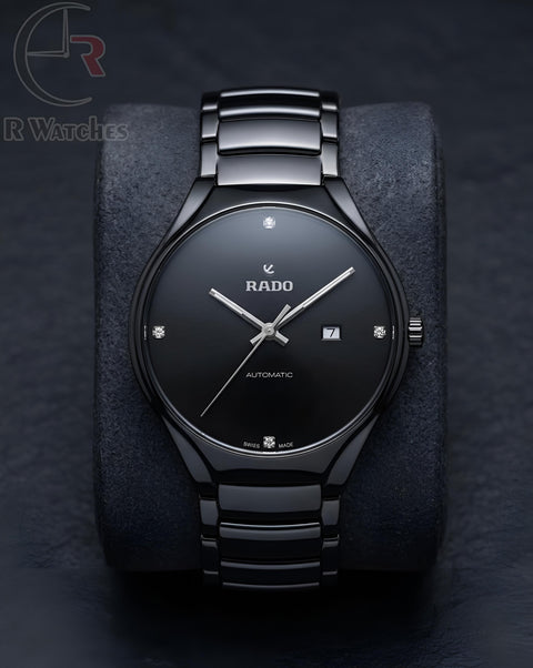 (OS4)⭐ Rado Black Metal Silver Dial