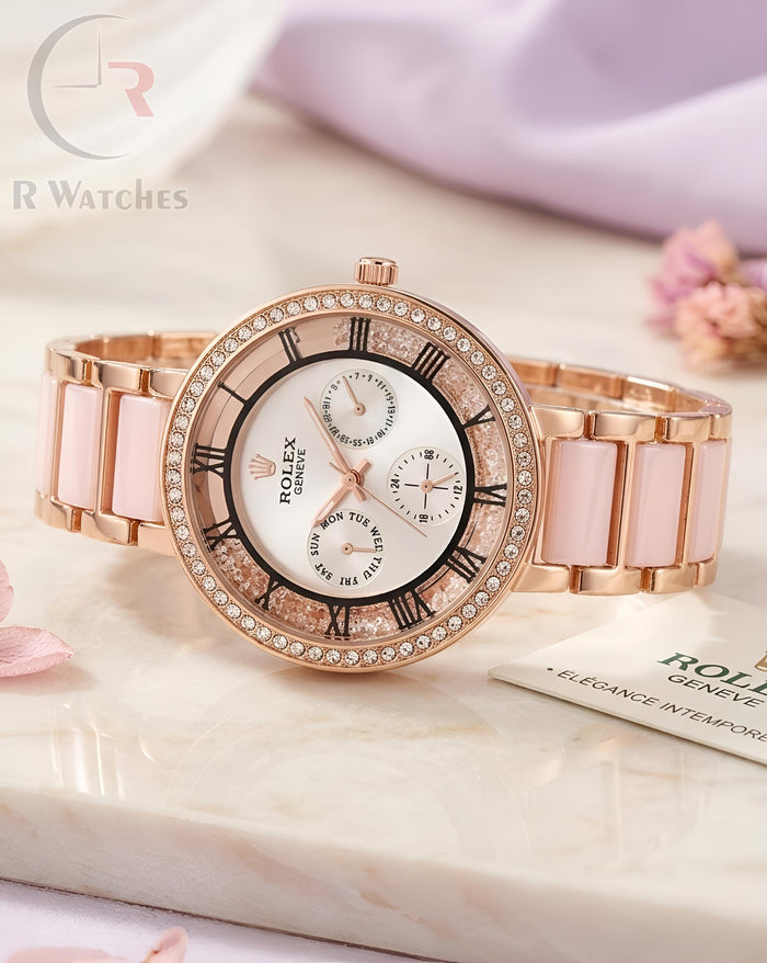 (SS) Rolex Girls Diamond Rose Gold White Dial