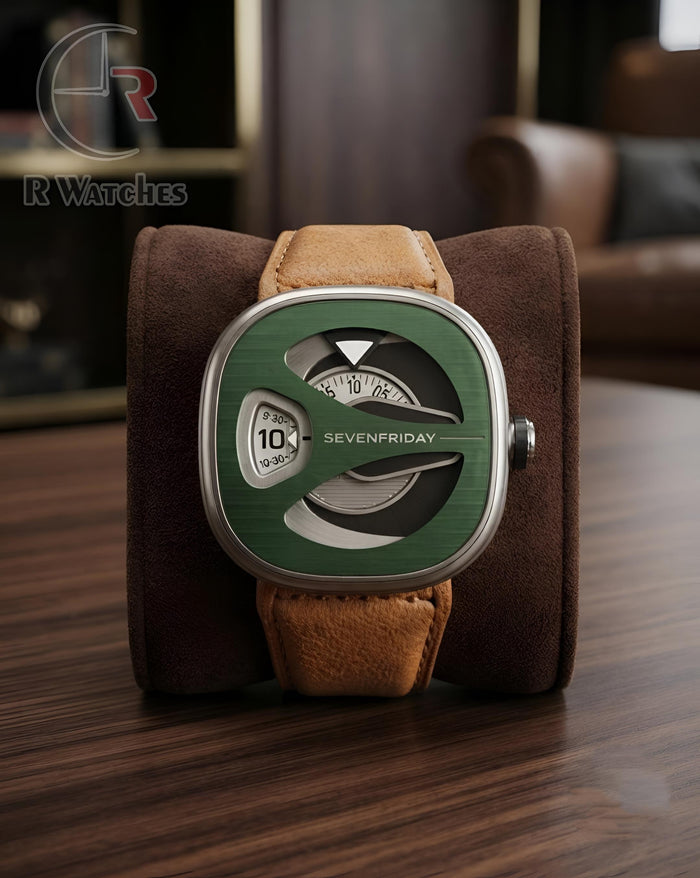 (SS) SevenFriday Leather Silver Green Brown