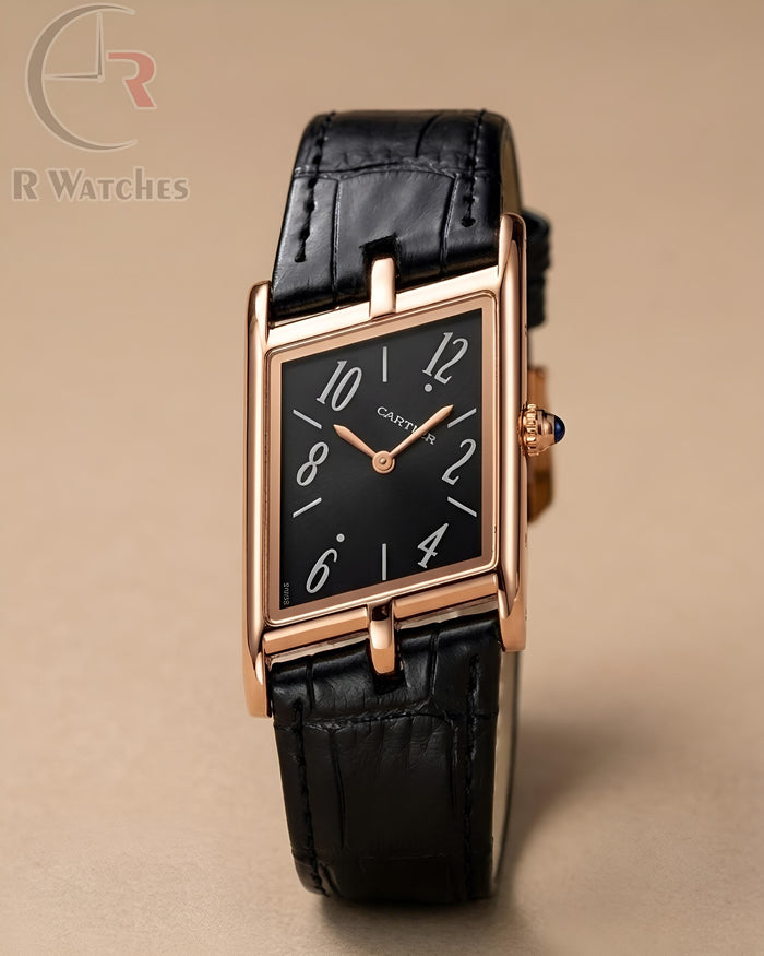 (OS) Cartier Leather Rose Gold Black