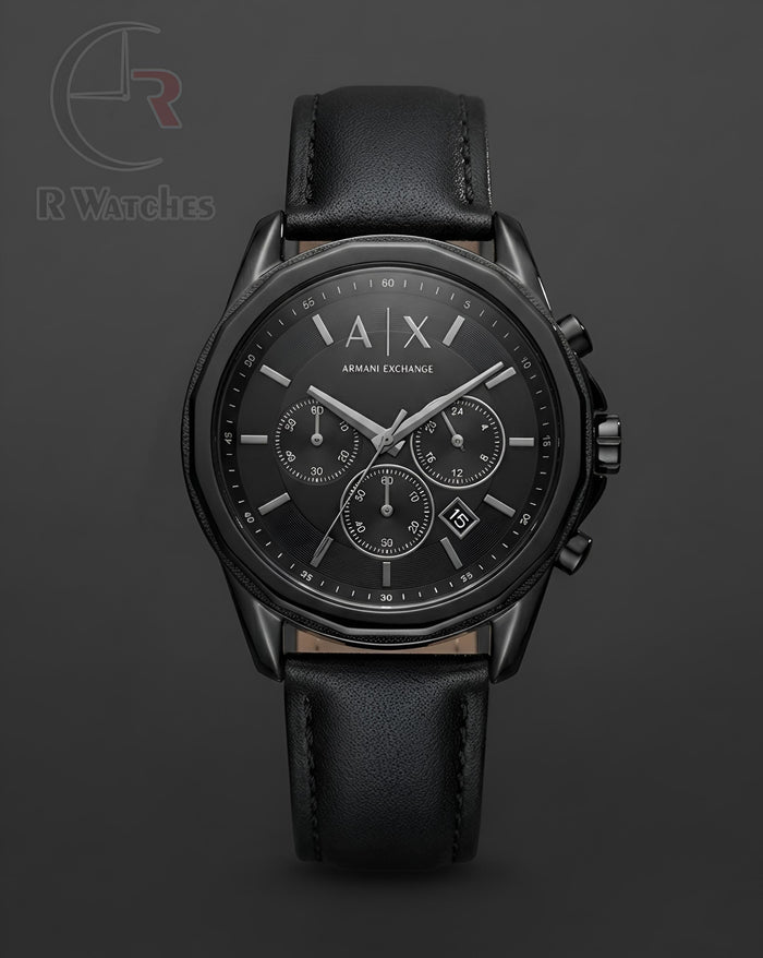 (OS2)⭐ AX Leather Full Black Silver
