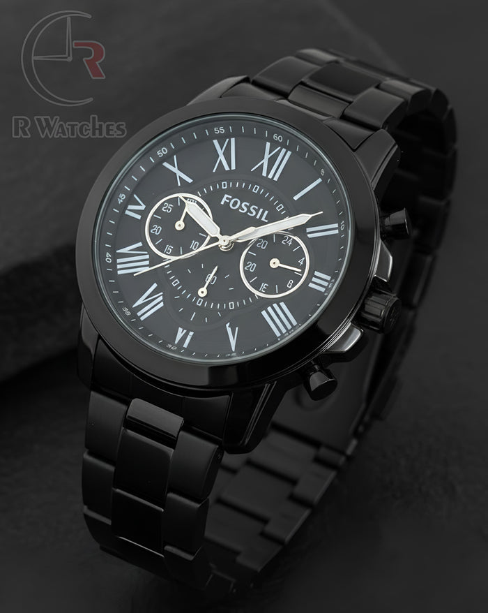 (OS2)⭐ Fossil Full Black Roman Dial