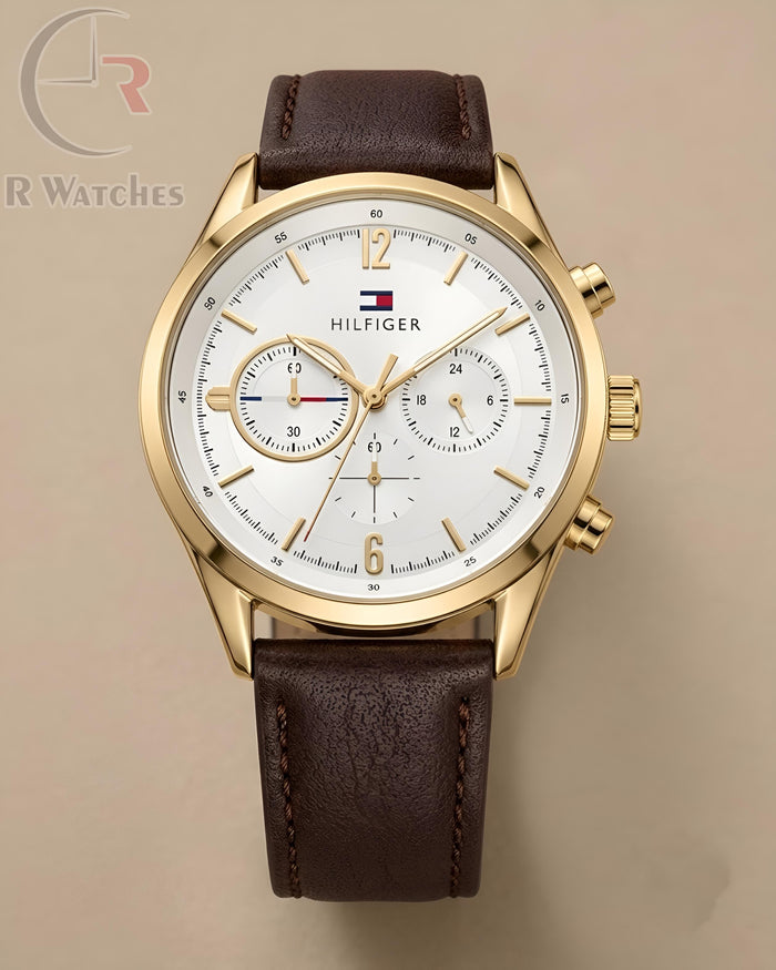 (OS) Tommy Hilfiger Leather Gold Brown