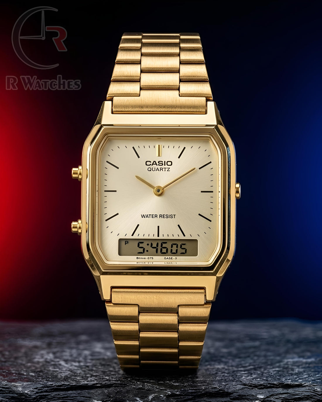 (OS)⭐ Casio white dial metal gold