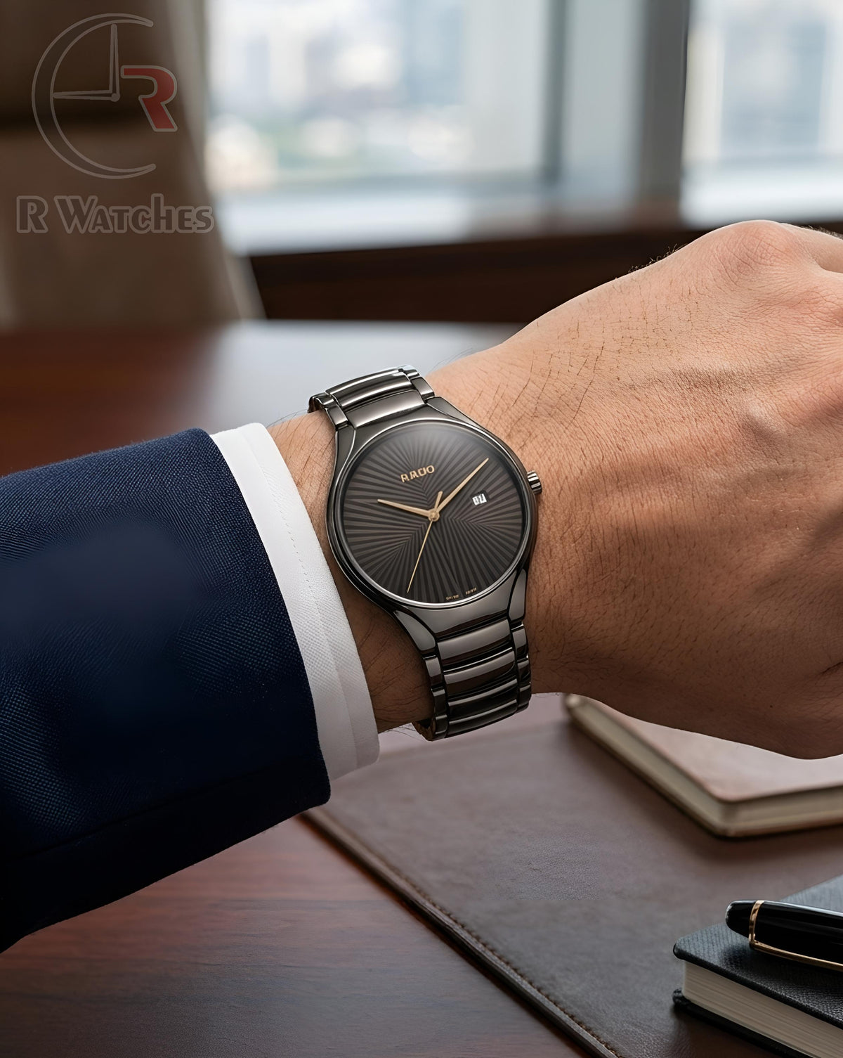 (OS)⭐ Rado Black Metal Gold Dial