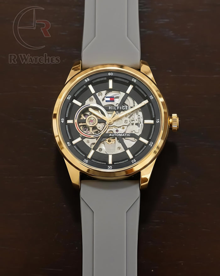 (OS) Tommy Hilfiger Automatic silicon Gold black Silicon grey