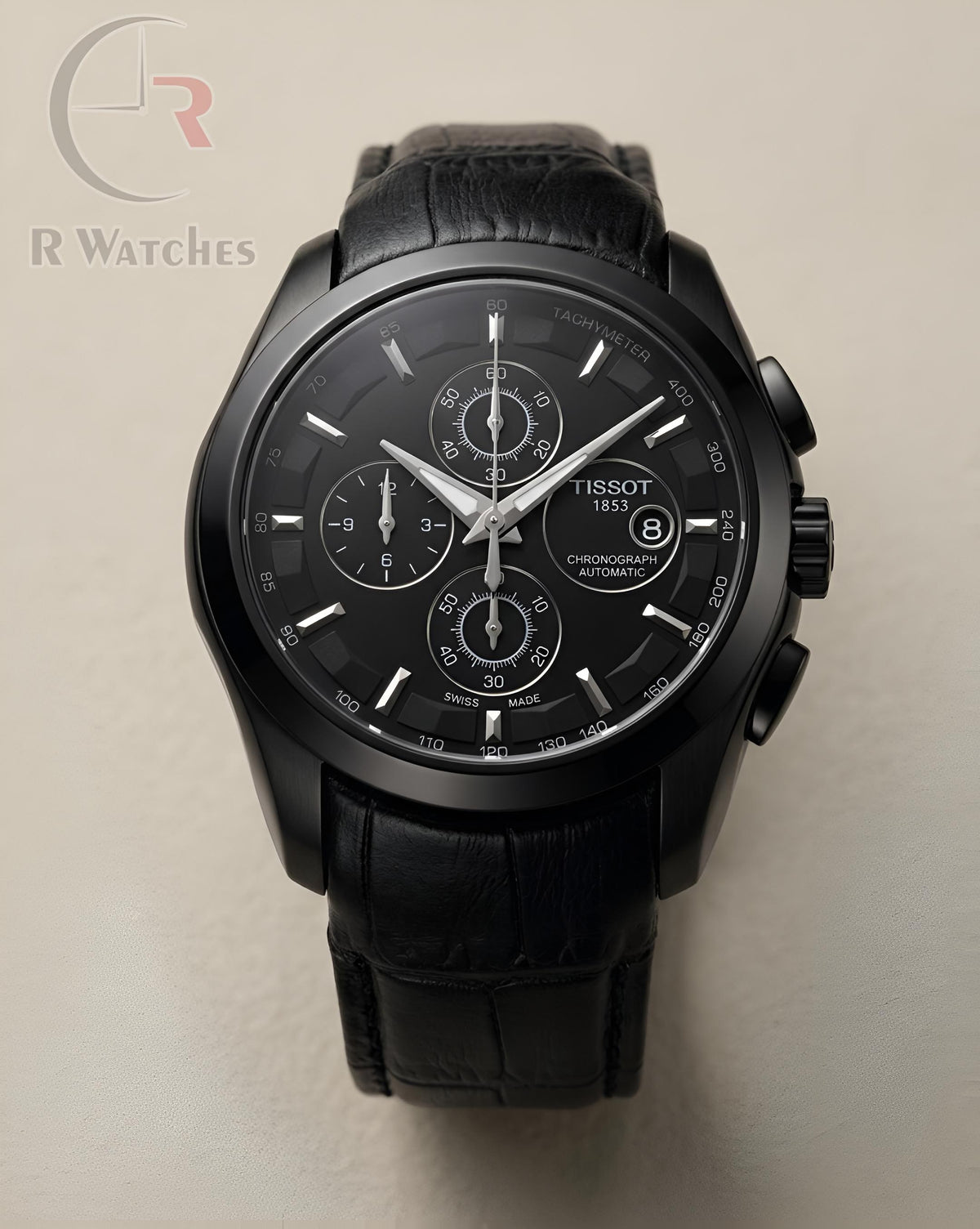 (OS2) Tissot leather rose gold black leather