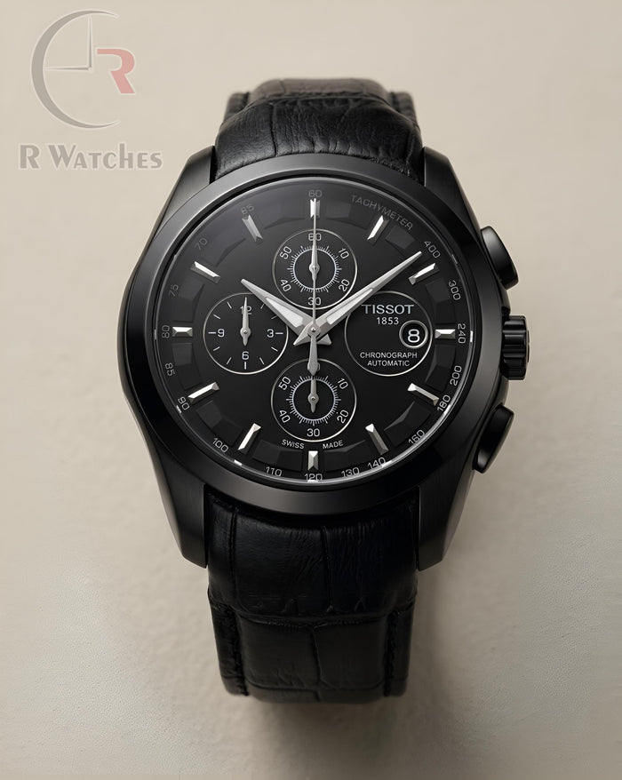 (OS2) Tissot leather rose gold black leather