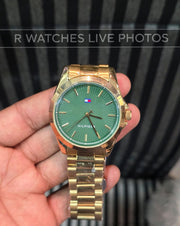 (OS)⭐ Tommy Hilfiger Gold Green Dial
