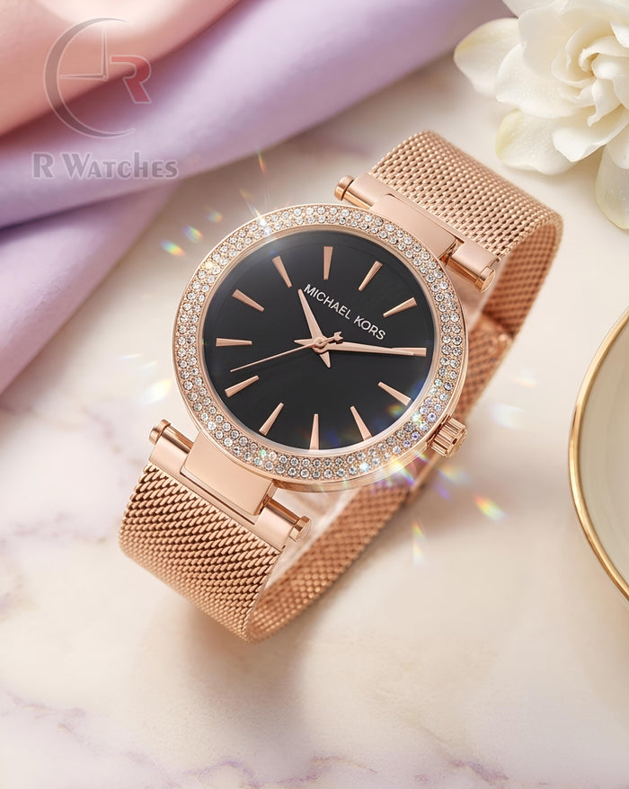 (OS) MK Girls Diomond Edition Rose Gold Black