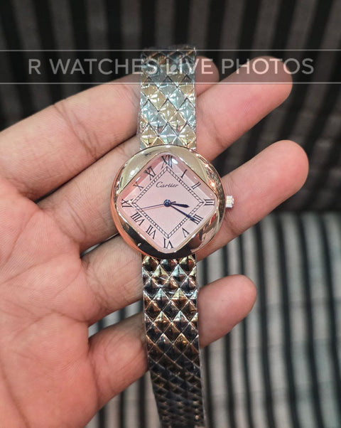 (OS)⭐ Cartier Girls Dual Tone Pink Dial