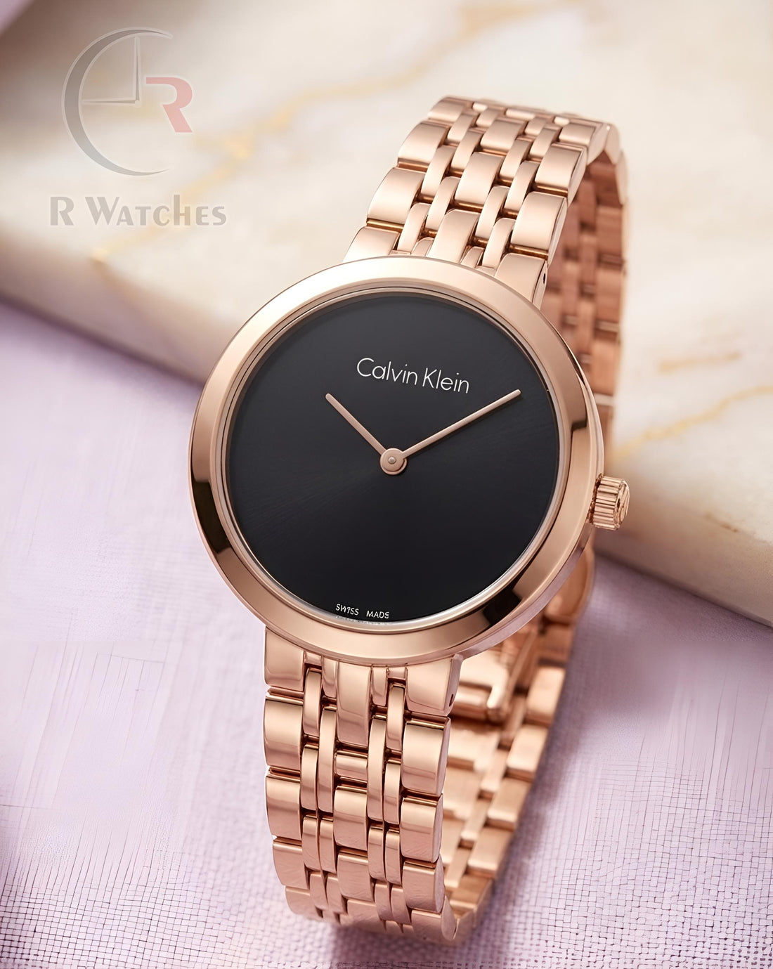 (OS)⭐ CK Girls Rose Gold Black Dial