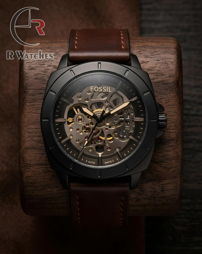 (OS) Fossil Automatic Leather Black Brown