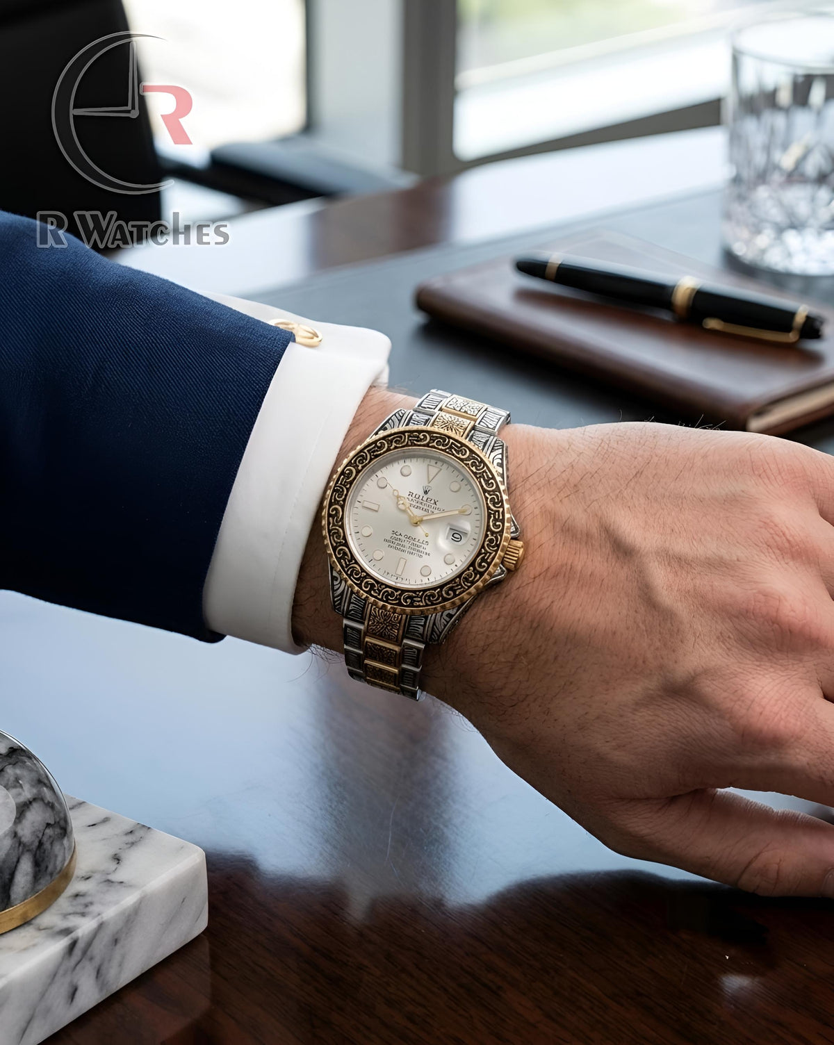 (SS) Rolex Rajwadi dual tone white